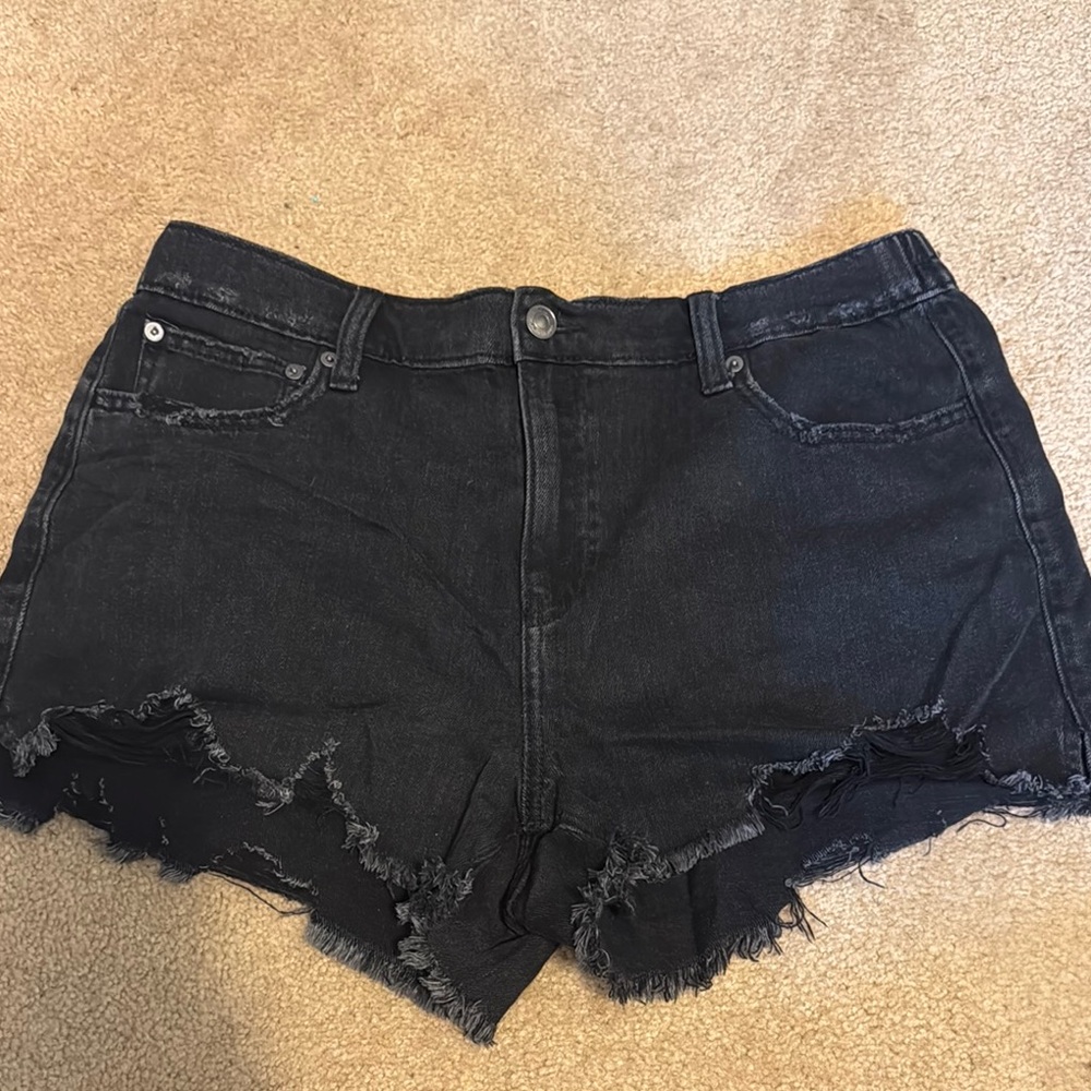 American Eagle Black Distressed Jean Shorts